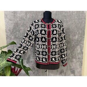 Talbots Petite Fair Isle Cardigan sweater women’s Small & Metal Clasps vintage